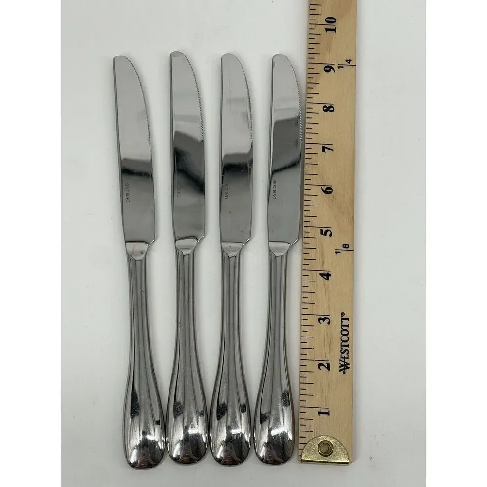 Oneida Stainless Dinner Knife 9 1/2” VOSS Glossy Concave Handle Set Of 4